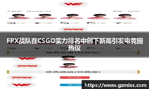 FPX战队在CSGO实力排名中创下新高引发电竞圈热议